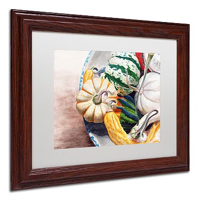 Trademark Fine Art Autumn Gourds Wood Finish Framed Wall Art