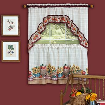 Farmer's Market 3 pc Swag Tier Kitchen Window Curtain Set