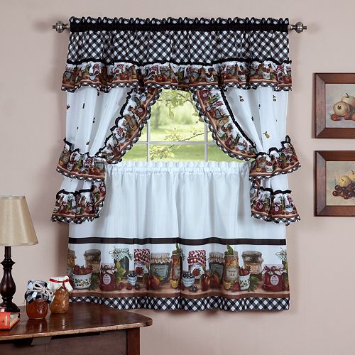 Mason Jars 5 Pc Swag Tier Cottage Kitchen Curtain Set