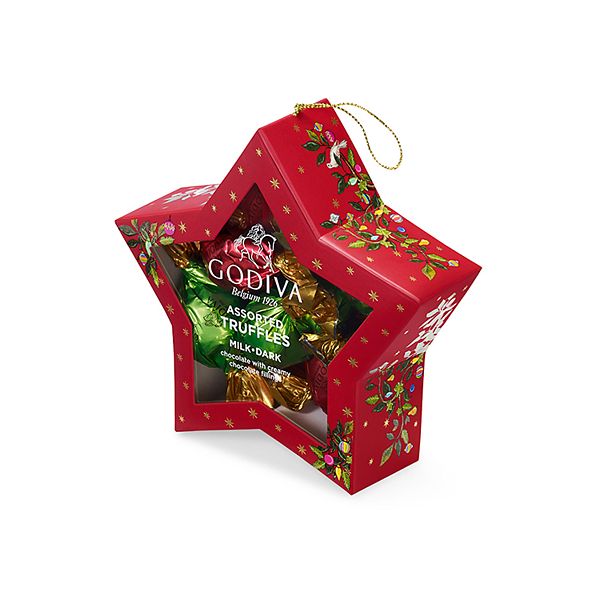 Godiva 10Piece Chocolate Truffle Holiday Star Ornament Gift Box with