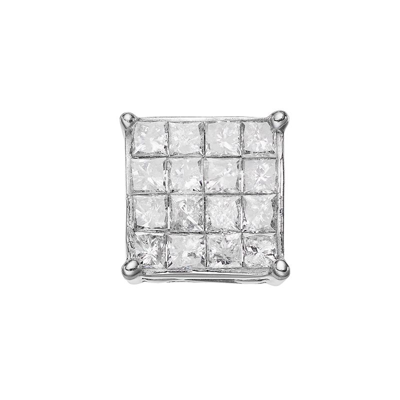 14k White Gold 1/2 Carat T.W. Diamond Stud - Single Earring, Mens