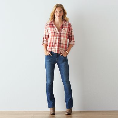 Women's Sonoma Goods For Life® High-Low Hem Plaid Shirt