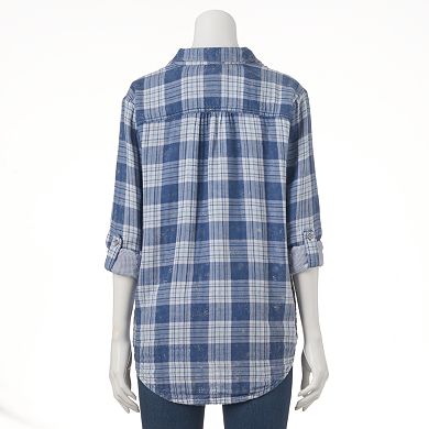 Women's Sonoma Goods For Life® High-Low Hem Plaid Shirt