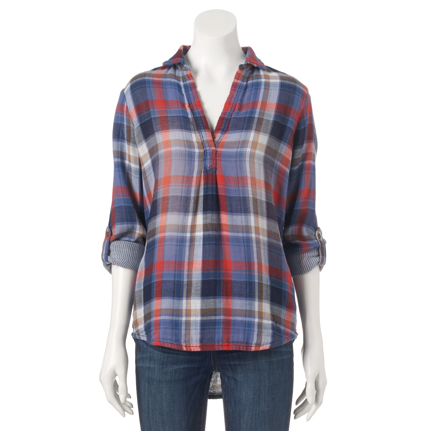 high low plaid shirt