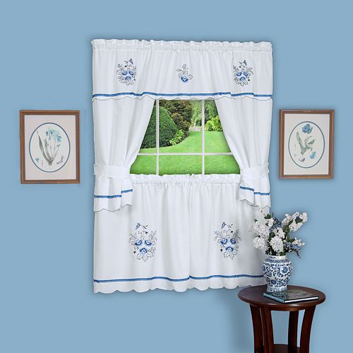 Delft 5-pc. Swagger Tier Cottage Kitchen Curtain Set