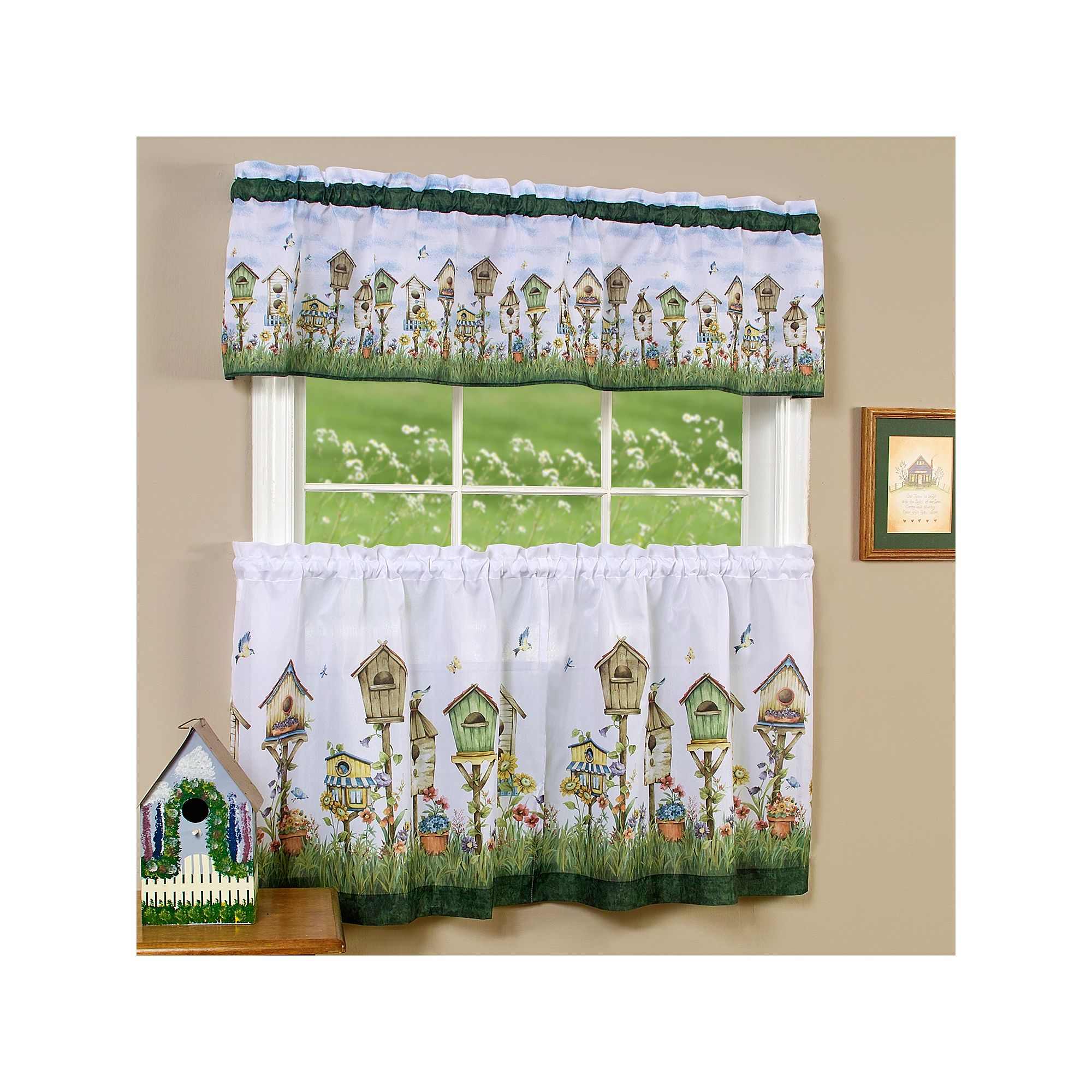 Achim Home Sweet Home Bird House 3-piece Tier & Valance Kitchen Window Curt