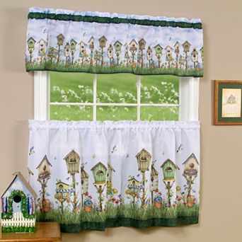 Achim Home Sweet Home Bird House 3 pc Tier & Valance Kitchen Window Curtain Set