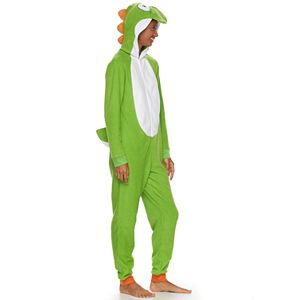 Juniors' Yoshi Hooded Microfleece One-Piece Pajamas
