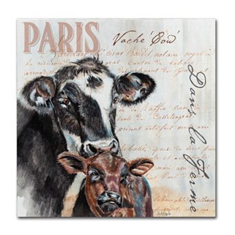 Trademark Fine Art Dans "la Ferme" Cow Canvas Wall Art
