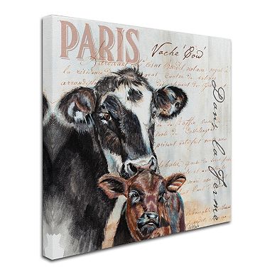 Trademark Fine Art Dans "la Ferme" Cow Canvas Wall Art