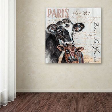 Trademark Fine Art Dans "la Ferme" Cow Canvas Wall Art