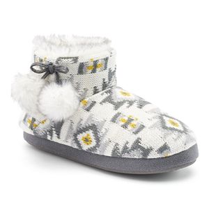 Cuddl Duds Women's Geometric Knit Bootie Slippers