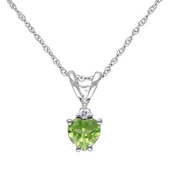 Stella Grace 10k White Gold Peridot & 1/5 Carat T.W. Diamond Heart Pendant Necklace