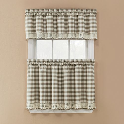 Window Accents Norwalk Plaid Rod Pocket 3-pc. Tier Curtain Set