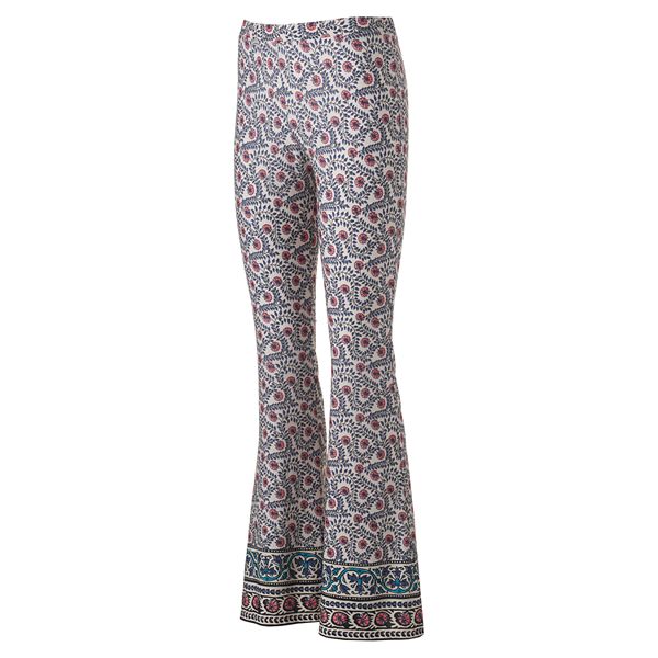 Juniors' About A Girl Printed Flare Pants