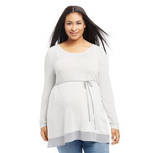 Plus Size Maternity Oh Baby by Motherhood鈩?Woven Scoopneck Tee