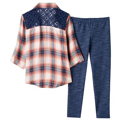 Girls 7-16 Knitworks Plaid Graphic Top & Leggings