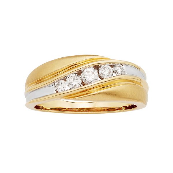 The Regal Collection Men's 14k Gold IGL Certified 1/2 Carat T.W. Diamond Wedding Band - Yellow (10)