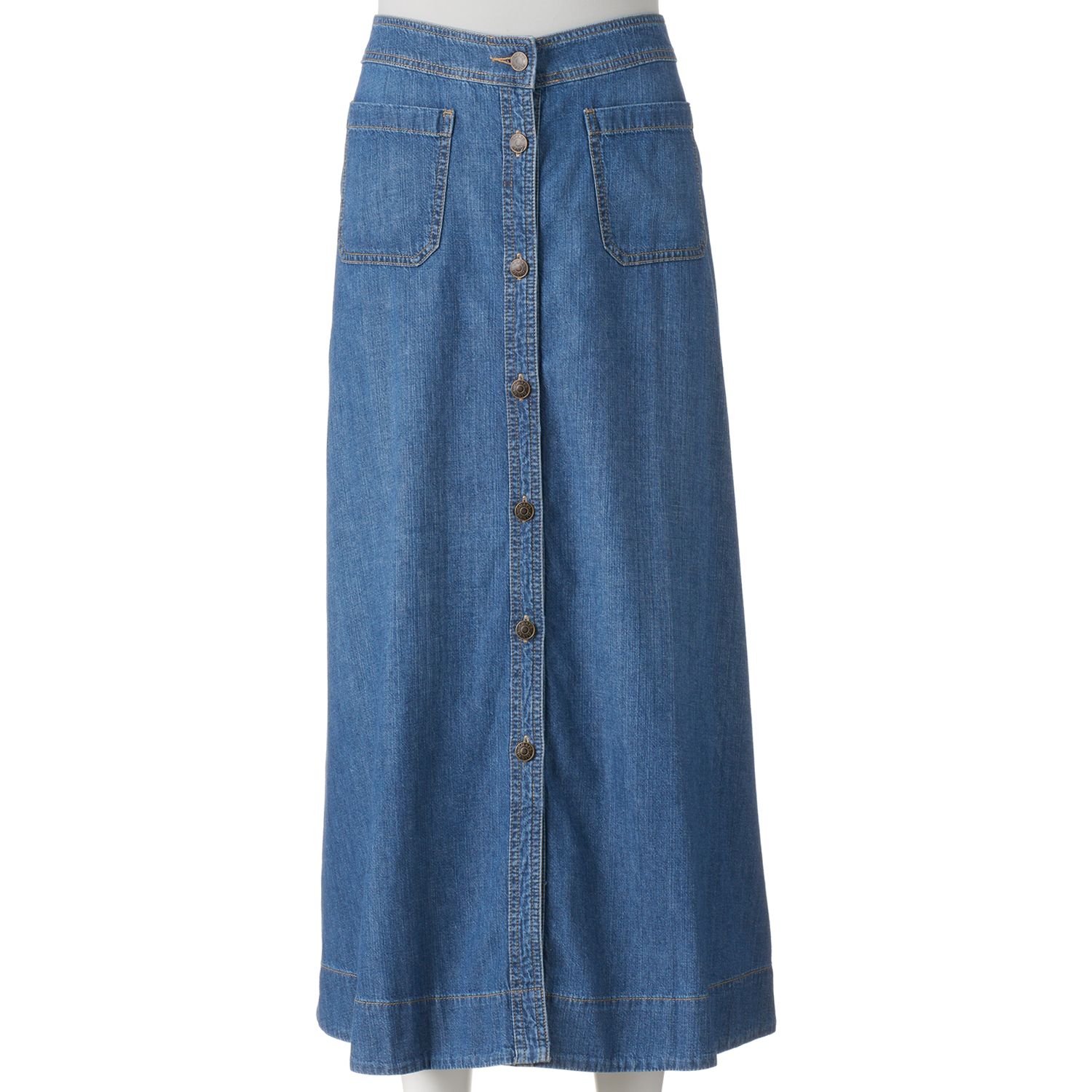 jean skirt button front