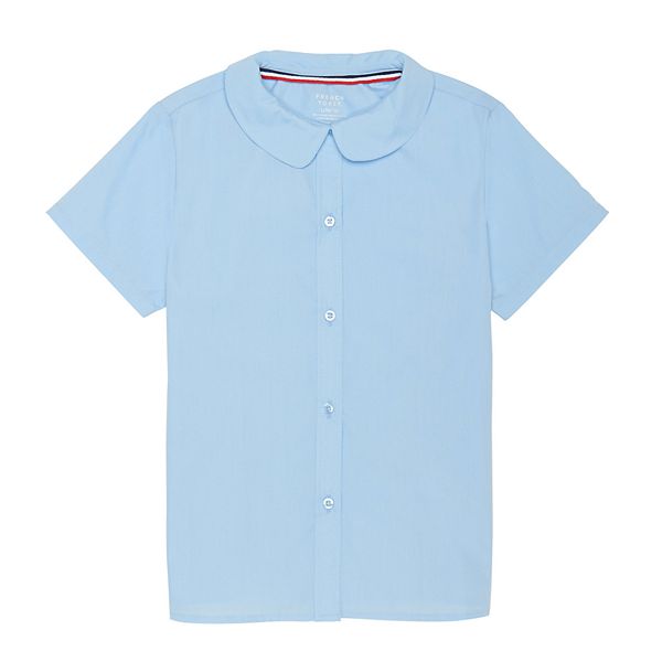 French Toast Girls' Short Sleeve Peter Pan Collar Blouse 33143-4 (blue)