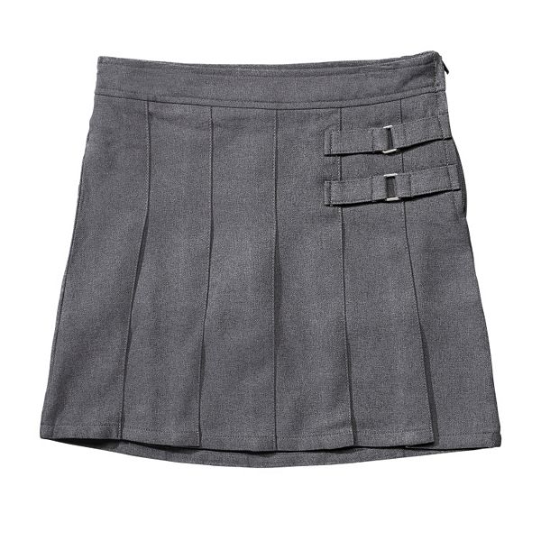 Girls 4-20 & Plus Size French Toast School Uniform 2-Buckle Solid Skort - Gray (14)