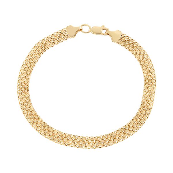 Solid 14k Yellow Gold Bismark Chain Bracelet 8mm Gold Mesh 