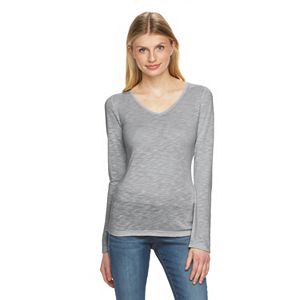 Juniors' SO® Perfectly Soft Long Sleeve V-neck Tee