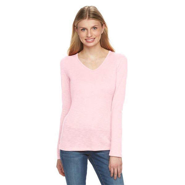 Juniors' SO® Perfectly Soft Long Sleeve V-neck Tee