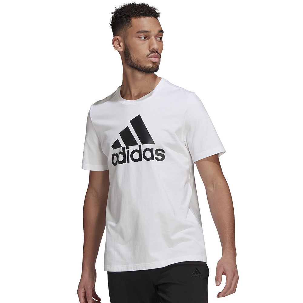 Men s Adidas Essentials Single Jersey Big Logo T Shirt Small White