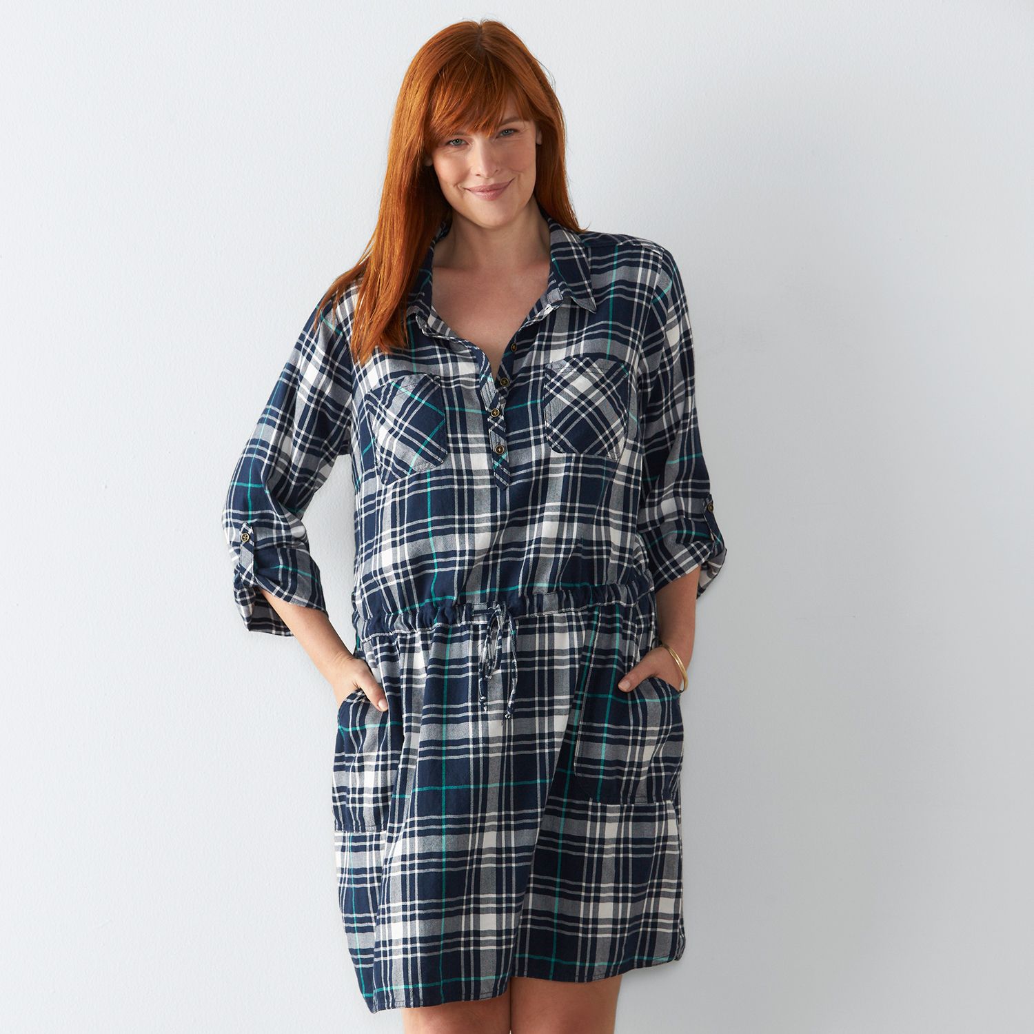 flannel shirt dress plus size