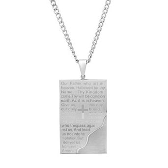 Men's Stainless Steel The Lord's Prayer Pendant Necklace