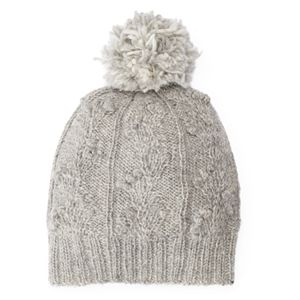 Women's SIJJL Wool Cable-Knit Pom-Pom Beanie