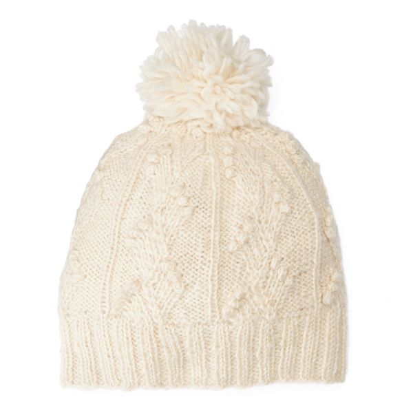 Women's SIJJL Wool CableKnit PomPom Beanie