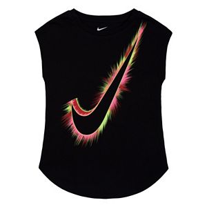 Girls 4-6x Nike Swoosh Logo Burst Curved Shimmer Tee