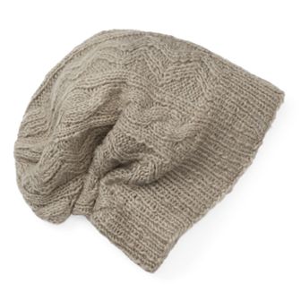 Women's SIJJL Wool Zigzag Cable-Knit Slouchy Beanie