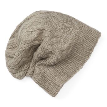 Women's SIJJL Wool Zigzag Cable-Knit Slouchy Beanie