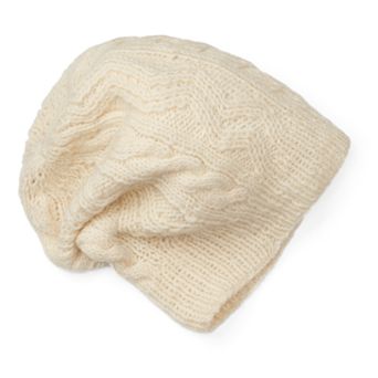 Women's SIJJL Wool Zigzag Cable-Knit Slouchy Beanie