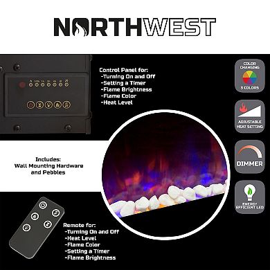 Northwest 36" LED Fire & Ice Electric Fireplace & Remote