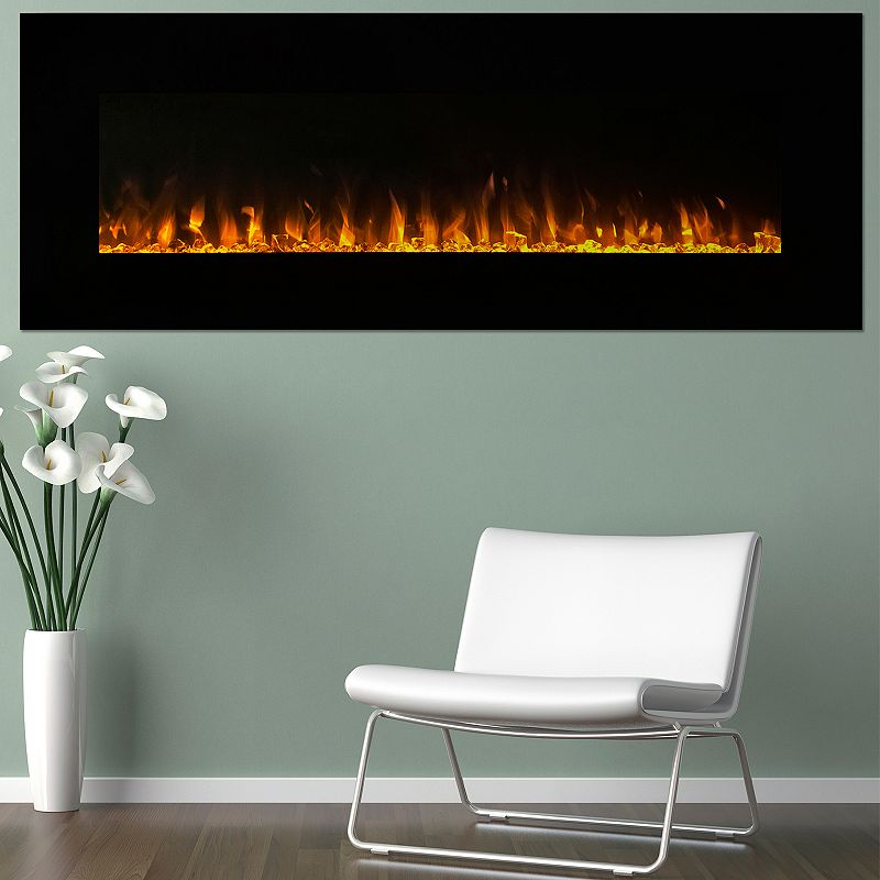Northwest 54 LED Fire & Ice Electric Fireplace & Remote, Black