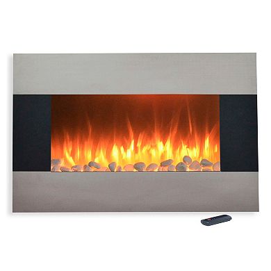 Northwest 36" Stainless Wall Mount Electric Fireplace & Floor Stand