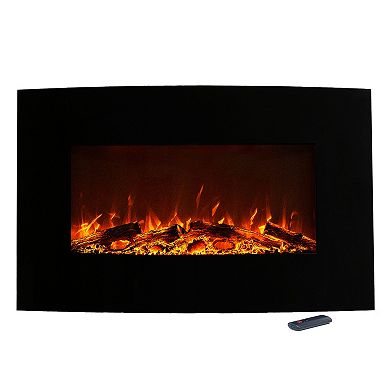 Northwest 36" Curved Color Changing Wall Mount Fireplace & Floor Stand