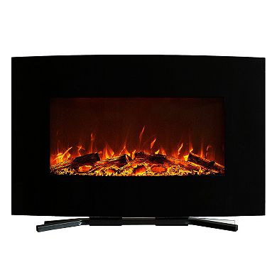 Northwest 36" Curved Color Changing Wall Mount Fireplace & Floor Stand
