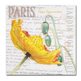 Trademark Fine Art Paris Botanique Yellow Poppy Canvas Wall Art