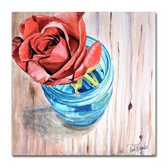 Trademark Fine Art Rose in Jar Canvas Wall Art