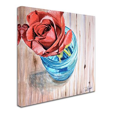 Trademark Fine Art Rose in Jar Canvas Wall Art