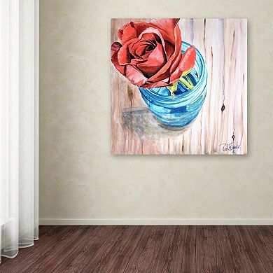 Trademark Fine Art Rose in Jar Canvas Wall Art