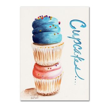 Trademark Fine Art Stacked Cupcakes with Words Canvas Wall Art