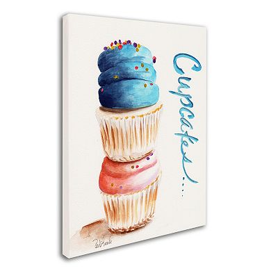 Trademark Fine Art Stacked Cupcakes with Words Canvas Wall Art