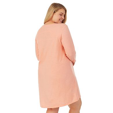 Plus Size Cuddl Duds® Essentials 3/4 Sleeve Sleepshirt