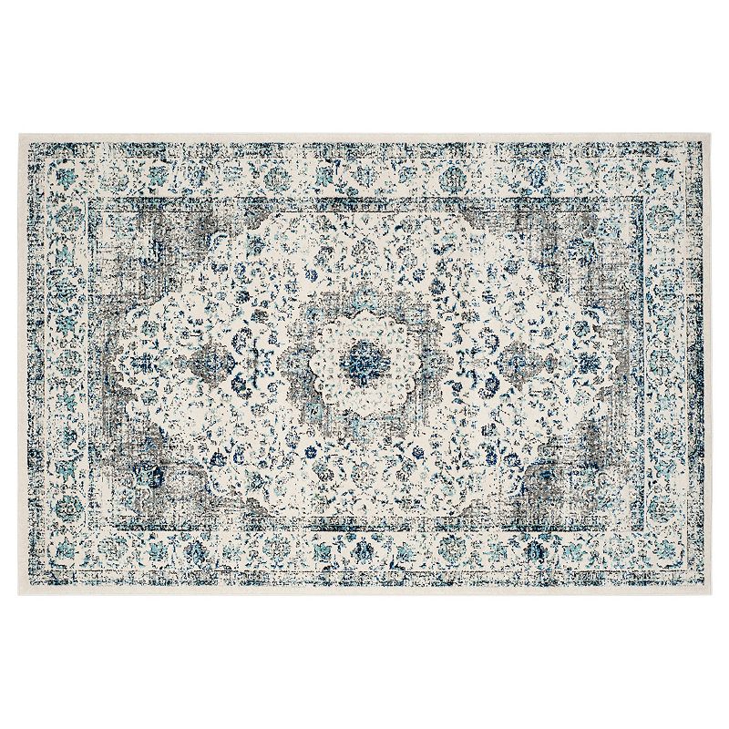 Safavieh Evoke Jayme Distressed Framed Floral Rug, Grey, 6.5Ft Sq